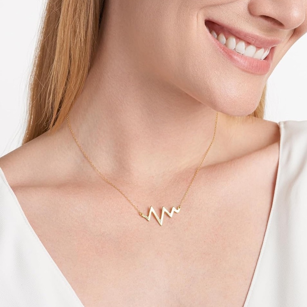 New! Tiny Tags Heartbeat Necklace 14K Gold Ion Plated